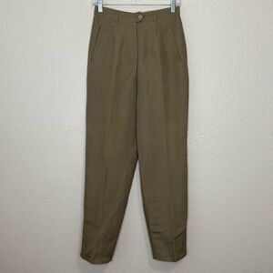 Giorgio Sant Angelo Linen Blend Tan High Waisted Trouser Pants, Sz 6